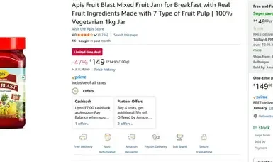 Mixed Fruit Jam (1Kg) at ₹149 4 mixed fruit jam 1kg at 149