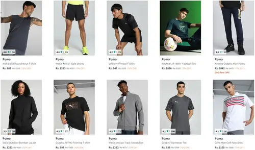 myntra flat 70 75 off on puma clothing