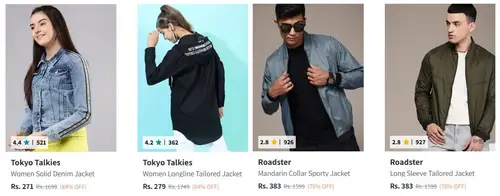 myntra jackets starts 271