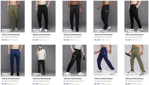 myntra loot hrx trackpants starts 239