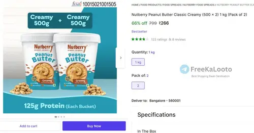 nutberry peanut butter 1kg at 266