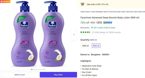 parachute body lotion 800ml 212