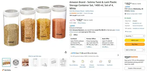 plastic storage container set 1400 ml set of 4 192