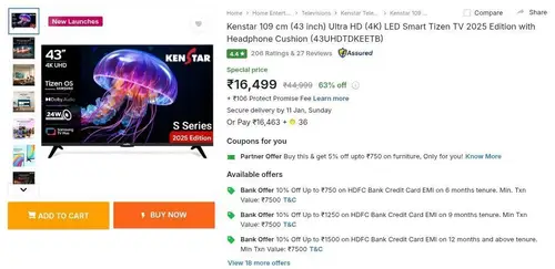 price drop on kenstar smart tvs