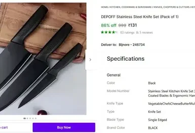 professional knife set of 3 131