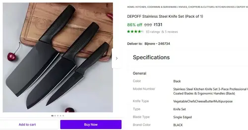 professional knife set of 3 131