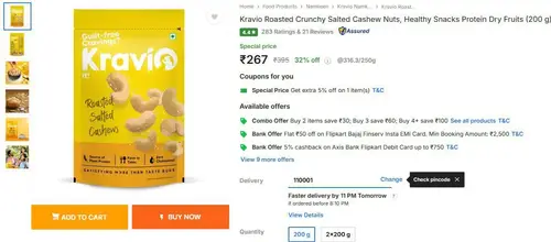 roasted crunchy salted cashew nuts 200 g 253