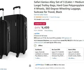 safari set of 3 trolley bags 4499