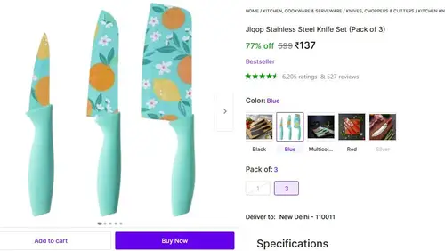 stainless steel knife set pack of 3 137