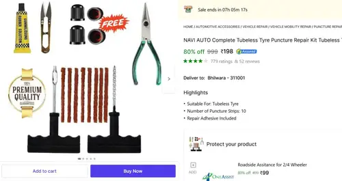 tube less tyre puncher kit 198