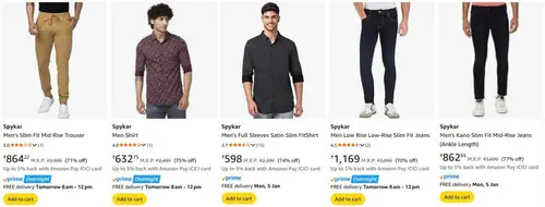 upto 85 off on spykar clothing