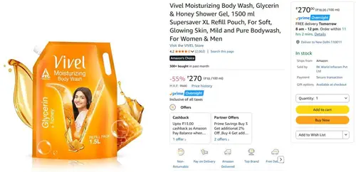 vivel body wash 1500 ml 270