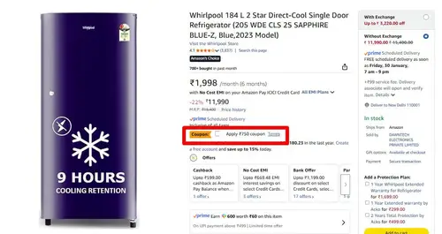 whirlpool 184 l refrigerator 11240