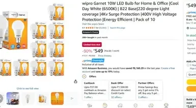 wipro garnet 10w led bulb pack of 10 549
