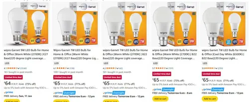 wipro led bulb starts 64