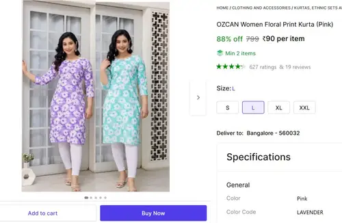 women floral print kurta 90