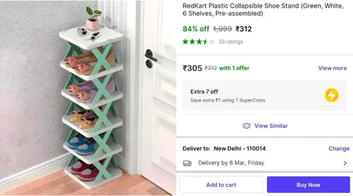 6 shelves shoe stand at 312