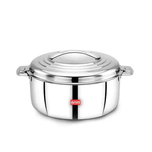 avias platina premium 1500 ml double wall insulated stainless steel casserole hot pot for roti rice gravy curry silver h