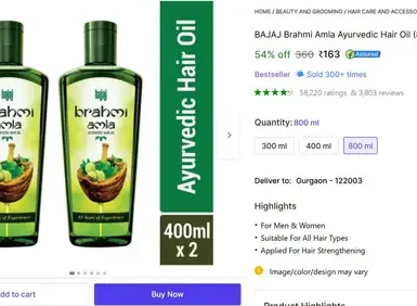 bajaj amla hair oil 800 ml 163