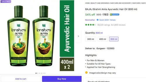 bajaj amla hair oil 800 ml 163