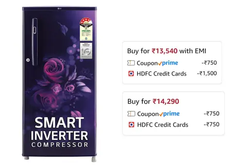 best lg 185l 4 star inverter refrigerator at 13990