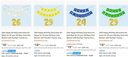 birthday decoration kit starts 18
