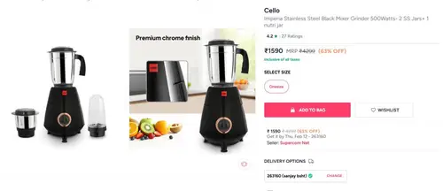 cello imperia mixer grinder 500w 1590