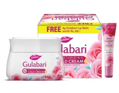 Dabur Gulabari Moisturizing Cold Cream, 100g + Free Lip Balm @72 3 dabur gulabari moisturizing cold cream 100g free lip balm 72