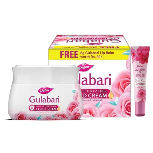 dabur gulabari moisturizing cold cream 100g free lip balm 72