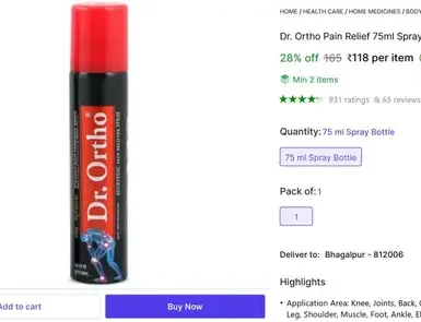 dr ortho pain relief 75ml spray 118