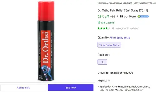 dr ortho pain relief 75ml spray 118