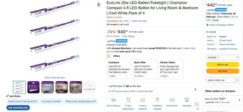 ecolink 20w led batten pack of 4 440