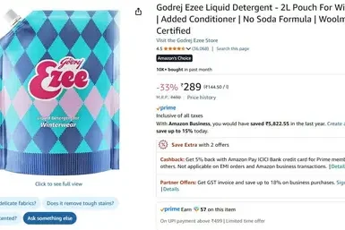 Godrej Ezee Liquid Detergent - 2L @ ₹289 3 godrej ezee liquid detergent 2l 289