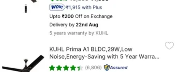 kuhl 5 star bldc ceiling fan with remote control starts 1999