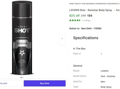 layerr shot rockstar body spray for men 120 ml 94