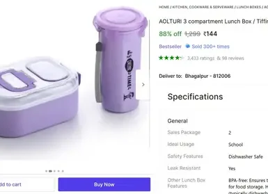 lunch box with bottle