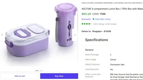 lunch box with bottle