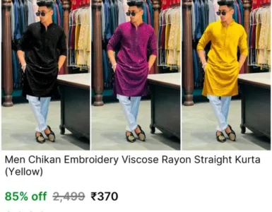 mens embroidered kurta at 370