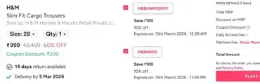 myntra loot upto 60 off on hm clothing extra 20 off