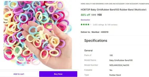 pack of 100 rubber hair band 68
