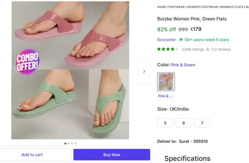 pack of 2 women pink green flats 179