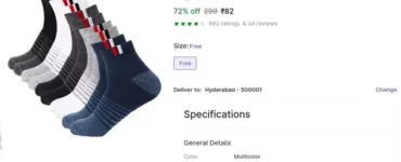 pack of 5 socks pair at 82