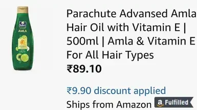 parachute advansed amla hair oil 500ml at 89