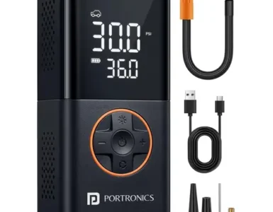 portronics vayu 30 tyre inflator with 150 psi pressure 4000 mah battery
