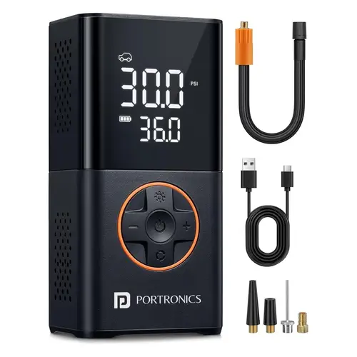 portronics vayu 30 tyre inflator with 150 psi pressure 4000 mah battery