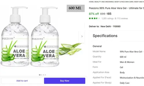 pure aloe vera gel 600ml 85