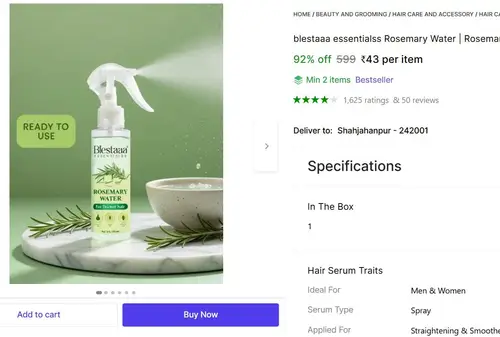 rosemary water spray 100ml 43