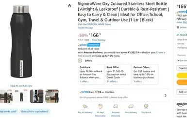 signoraware stainless steel bottle 166