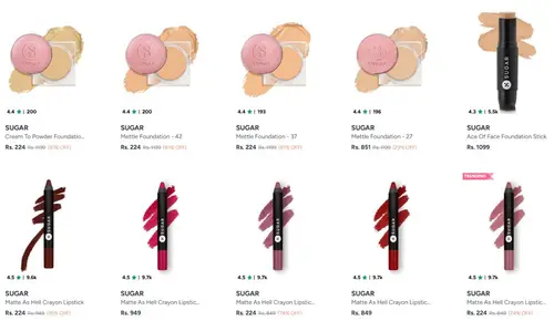 sugar cosmetics products from 224