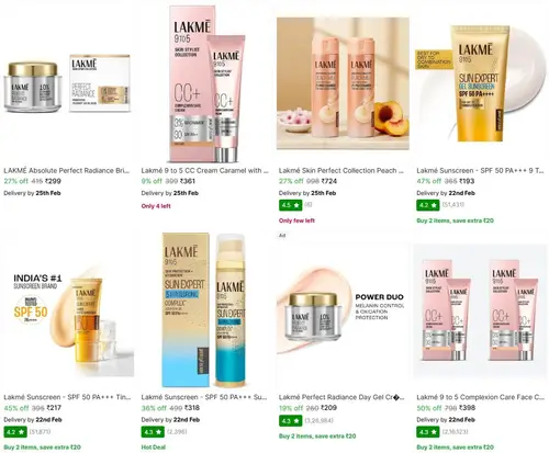 upto 50 off on lakme beauty products